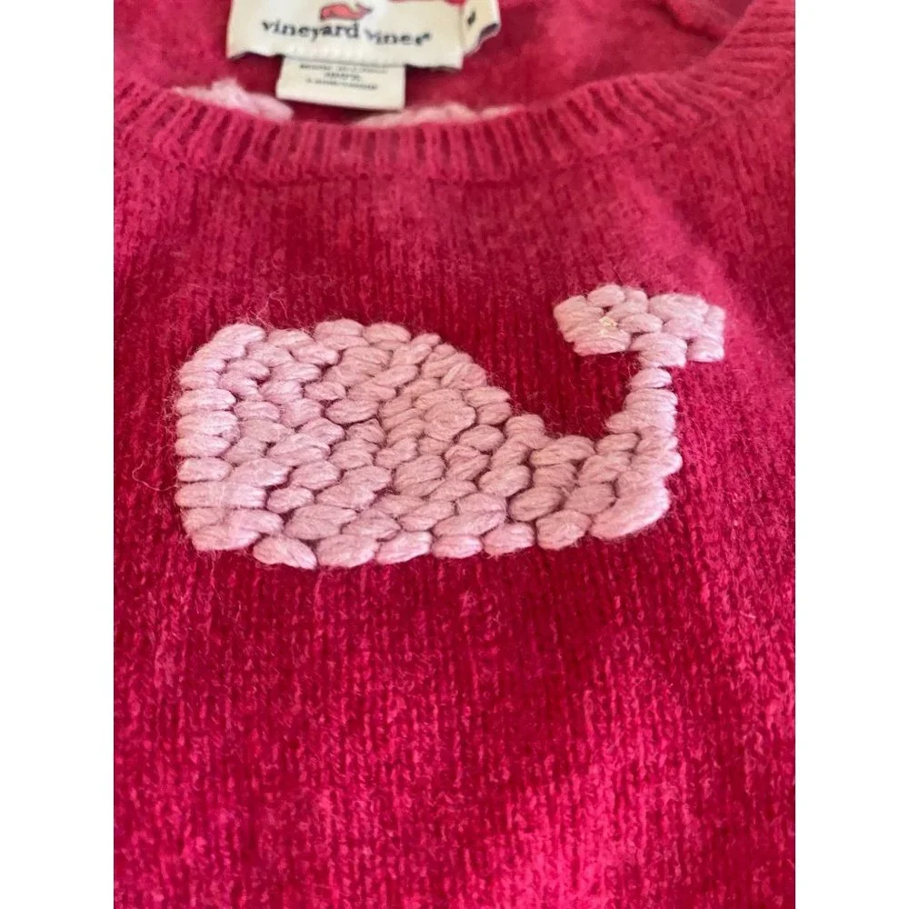 Womens Vineyard Vines Sweater Medium -Pink Whale Logo Soft Comfy 100% Lambswool - Picture 5 of 12